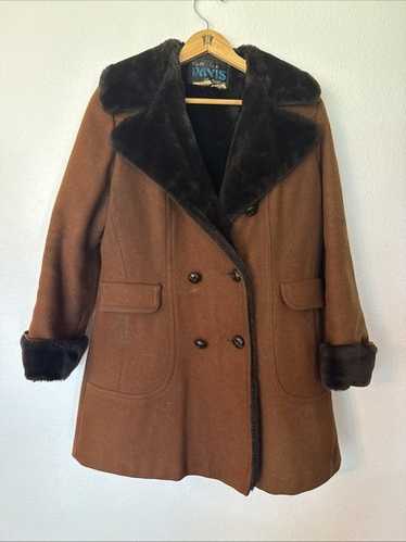 70's Vintage Davis of Boston エコファーコート Vintage Davis Of Boston Wool Coat Faux Fur Lined WARM WINTER