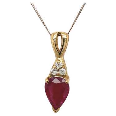 1.50ct Pear Shape Ruby With 3 Round Brilliant Cut… - image 1