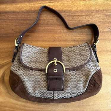 平成 y2k coach Soho Signature Shoulder Bag Coach Y2K Red Jacquard Soho Shoulder Bag with Leather Trim
