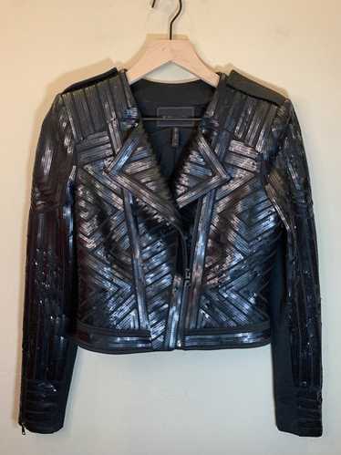 値下げ！！BCBGMAXAZRIA アウター　ジャケット BCBG Maxazria Women's Black Zip Front Pockets Cuffs Jacket