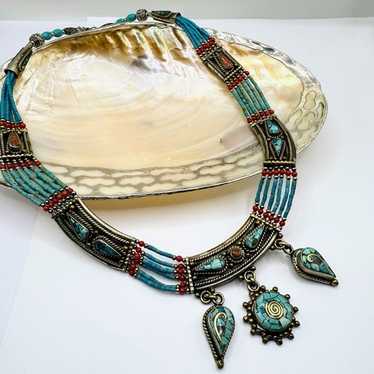 Vintage tibetan coral turquoise - Gem