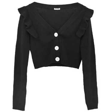トップス Miu Miu Silk Mix Ribbon Cardigan Black Miu Miu Silk Mix Ribbon Cardigan Black トップス