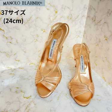 MANOLO BLAHNIK ゴールドビジューサンダル　サイズ37 MANOLO BLAHNIK（マノロブラニク）メタリックブロンズゴールド
