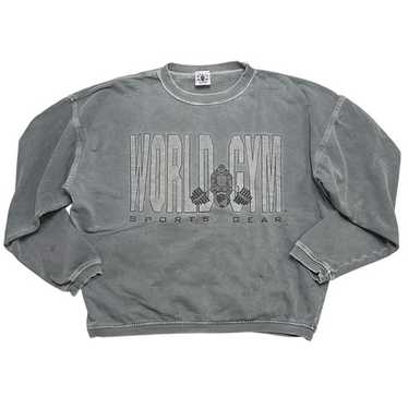 貴重 WORLD GYM 変形 立体プリント反転デザイン ヴィンテージスウェット 貴重 WORLD GYM 変形 立体プリント反転デザイン ヴィンテージ