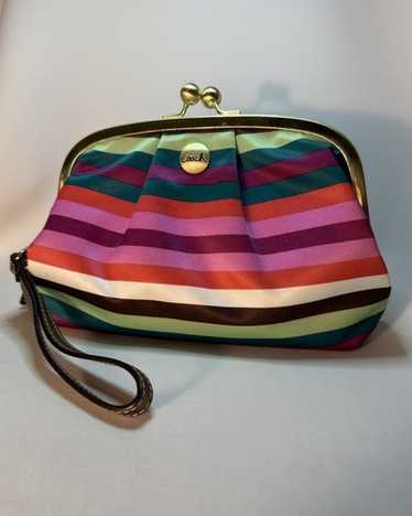 Coach Legacy Stripe Kisslock Pouch Multicolor Satin | eBay