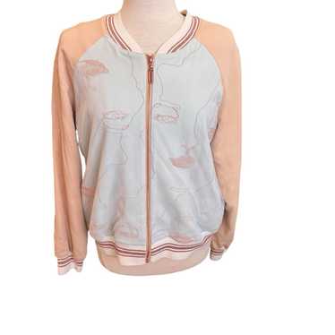 Source Unknown Peach And White Bomber Jacket - image 1