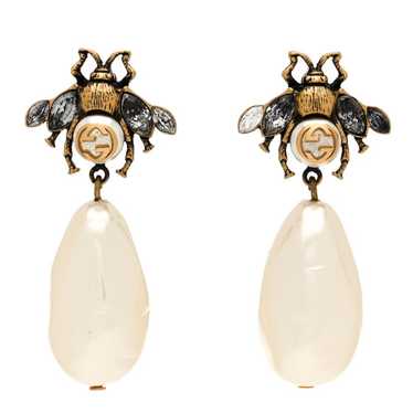 GUCCI bee ピアス ラインストーン パール Gucci bee pearl - Gem
