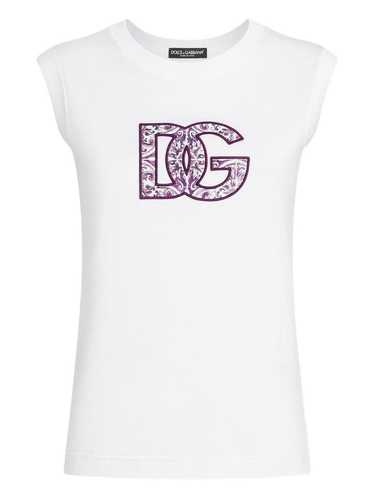 DOLCE & GABBANA レディース ハート ラインストーン Tシャツ Jersey T-shirt with crystal DG embellishment in Multicolor