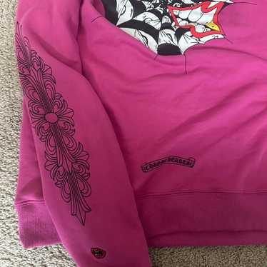【Chrome Hearts】 Back USA Script Logo Hoodie Pink Chrome Hearts Pink Glitter Script Horseshoe Hoodie Black