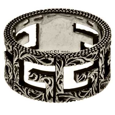 【GUCCI】Square G Sterling Wide Ring SILVER BLACK Wide ring with Square G in 925 sterling silver | GUCCI® US