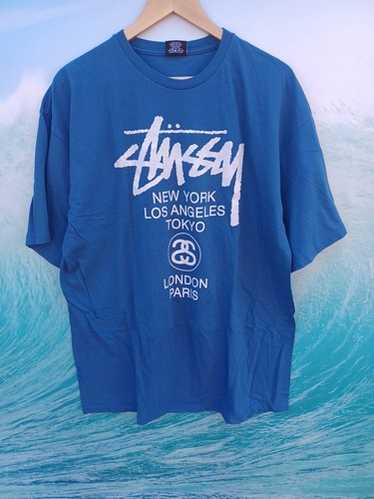 ★韓国の人気★【STUSSY】★World Tour T-Shirt Navy 2024★ Stussy World Tour T-Shirt Navy 2023 | eBay