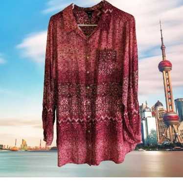 Intro. Xl Long Sleeve Pink Button Down Front W/Br… - image 1