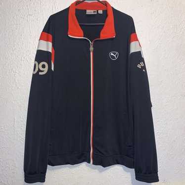 トップス 00's Puma Velour Track Jacket Y2K Vtg 2000s Y2K Puma Track Jacket Mens M Navy Red Stripe Zip
