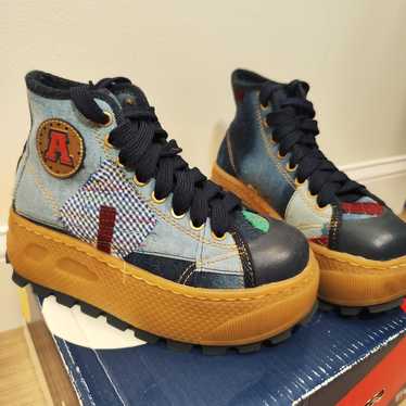 靴 archive vintage miumiu patchwork heel Miu Miu vintage patchwork heels | eBay