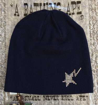 bapesta beanie NIGO ERA スワロフスキー ラインストーン Swarovski BAPE STA logo beanie knit cap a bathing ape NIGO