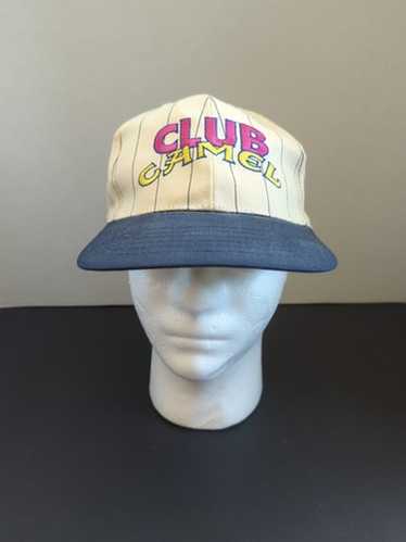 CLUB CAMEL 帽子90s Vintage cap 古着 USED Vintage Club Camel Hat Cap Snap Back White Blue Pinstripe