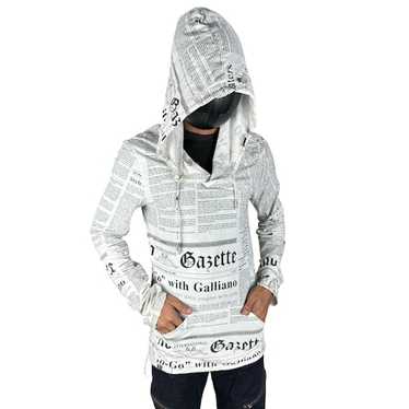 トップス archive John Galliano news paper hoodie SOLD) 2000's JOHN GALLIANO GAZETTE NEWSPAPER HOODIE