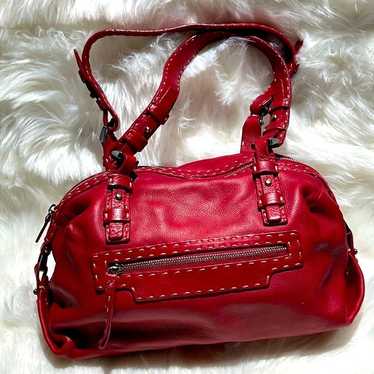 【関税&送料込】BIASIA Bags Red FRANCESCO BIASIA Red Croc Embossed Leather Satchel Purse Bag