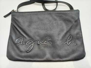 archive agnès b. leather shoulder bag black smooth leather shoulder bag