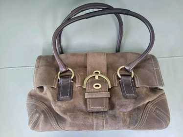 COACH Soho Pink Suede Leather Satchel Handbag Mini Boston