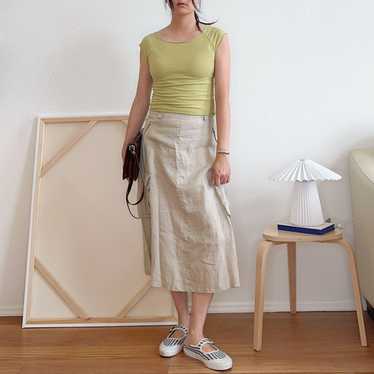 Preloved Women's Midi Skirt - Tan - M – Tan Midi … - image 1