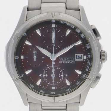 SEIKO WIRED クロノグラフ ブラック/パープル7T92-0LB0 wired quartz watch 7t92 - Gem