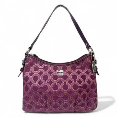 バッグ Coach mini Signature Small Hobo Purple Coach Purple Signature Chain Hobo Shoulder Bag, Excellent