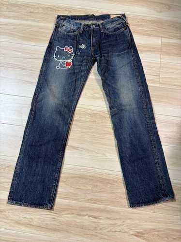 【ヴィンテージ】evisu ハローキティコラボデニム 100〜110cm ヴィンテージ】evisu ハローキティコラボデニム 100〜110cm