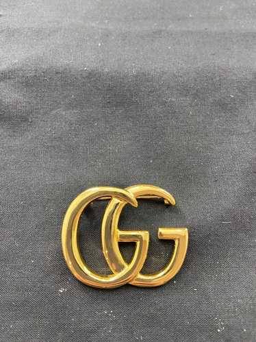 グッチ GUCCI GG ブローチ クリスタル ゴールド Double G crystal flower brooch in antique gold-toned metal