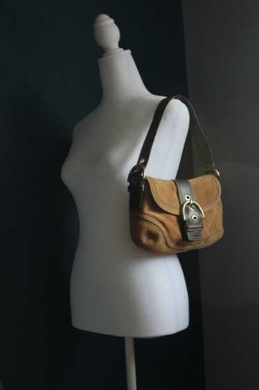 美品　Coach y2k Soho Suede Leather Shoulder Coach Soho Vintage Y2K Suede Hand Bag Shoulder Bag Pink Used