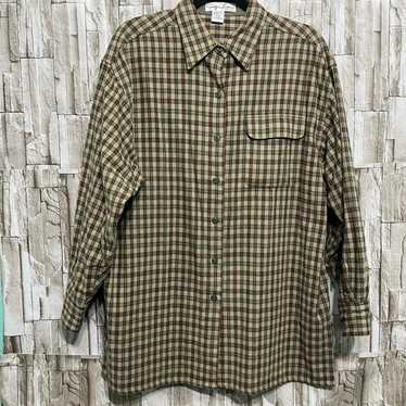 トップス 90s GEOFFREY BEENE linen/cotton shirt Vintage Geoffrey Beene Mens Shirt Size M Blue Checkered