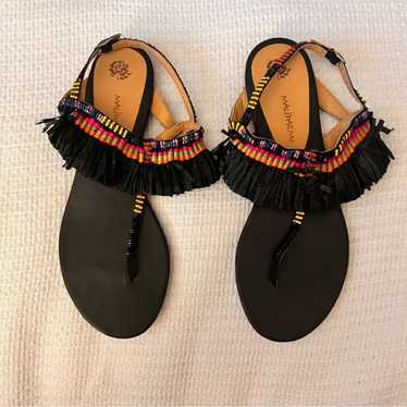 シューズ・サンダルその他 MALIPARMI Woman Flat sandals Black SA006991069 20000 CUTS & BEADS SANDAL in Old Silver for women | Malìparmi®
