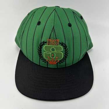 Stüssy 90s green cap Stussy Embroidered Logo Men's Green Snapback Flat Bill Hat
