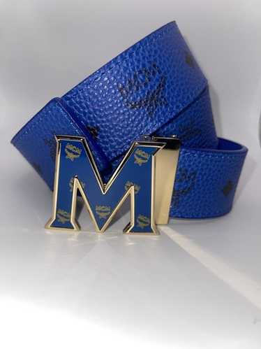 MCM ベルト 青色 レザー Mロゴ MCM Men Deep Blue M Logo Buckle Monogram Reversible Leather