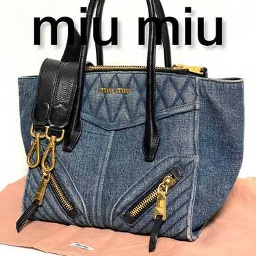 美品 miu miu Denim Biker デニム 2WAY バッグ MIU MIU ◇ Denim Biker 2way Bag / Shoulder Bag / Denim / IDG