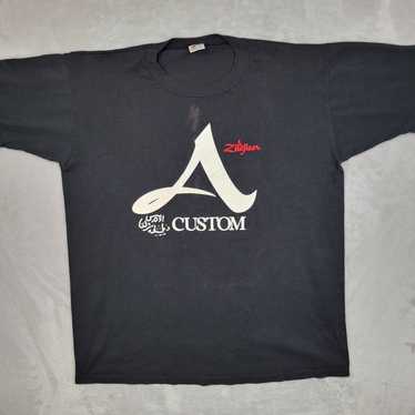 トップス VINTAGE ZILDJIAN LOGO FLAME TEE XL 90s RARE VTG ZILDJIAN 90s Flames Fire Long Sleeve Black T-Shirt