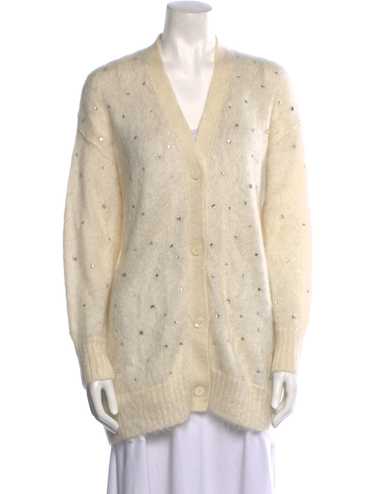 【専用】MIU MIU mohair cardigan 38 Miu Miu Mohair Logo Cardigan in Astrale | FWRD