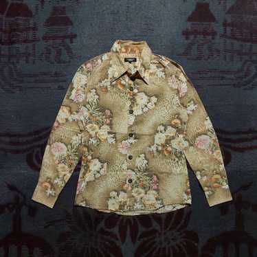 【archive】TORNADO MART flower sheer　shirt Japanese Tornado Mart Sheer Floral Print Button-Front Shirt