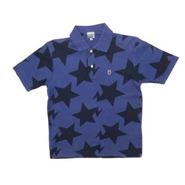 bapesta polo BAPE エイプ A BATHING APE BAPE STA polo shirt grey x white a bathing ape star NIGO