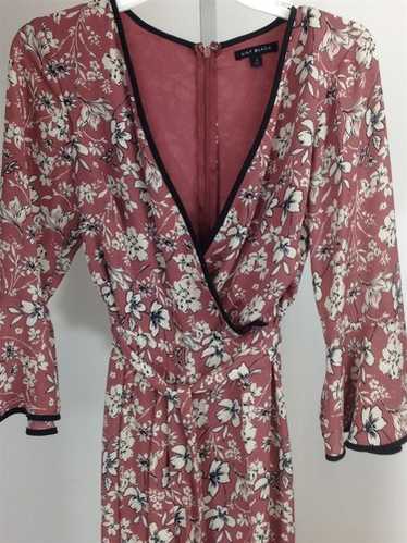 Lily Black Mauve Black Floral Jumpsuit 3/4 Flounc… - image 1