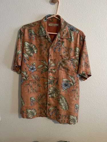 Men's Hawaiian Tommy Bahama Silk Shirt/Peach, Gre… - image 1