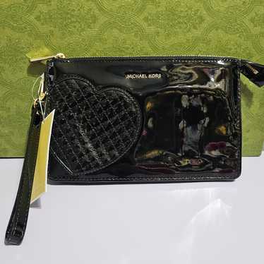 Michael Kors Black Quilted Heart Clutch NWT - image 1