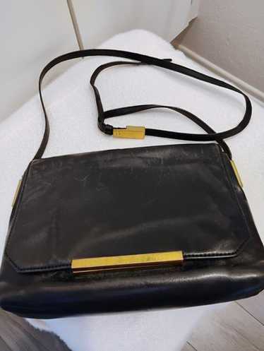 Trendy! Vintage J.Crew Black Leather Crossbody Ba… - image 1