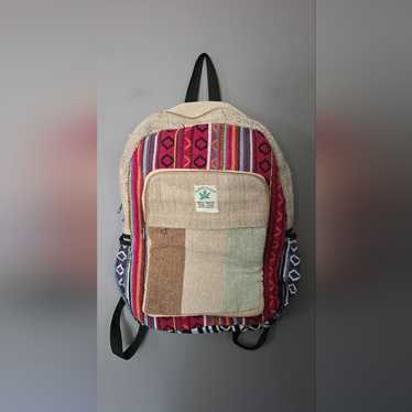 Himalayan Hemp Multi Colored Natural Nepal Backpa… - image 1