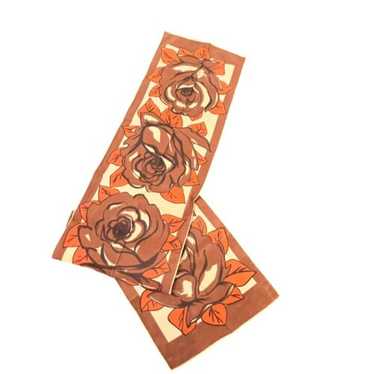 Vintage Ben Goodman Long Scarf Neutral Florals Ha… - image 1