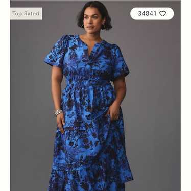 Anthropologie Blue Maxi Dress with Puff Sleeves a… - image 1