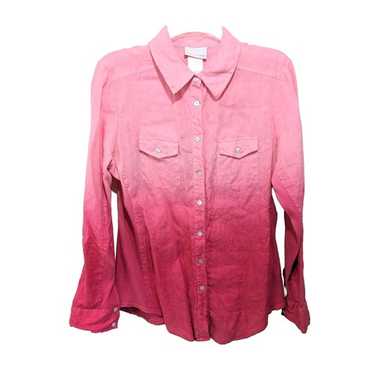 Soft Surrroundings Ombre Linen Shirt Womens L Pin… - image 1