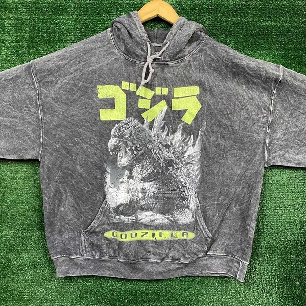 Godzilla Japanese Text Mineral Wash Hoodie Size XL - image 1