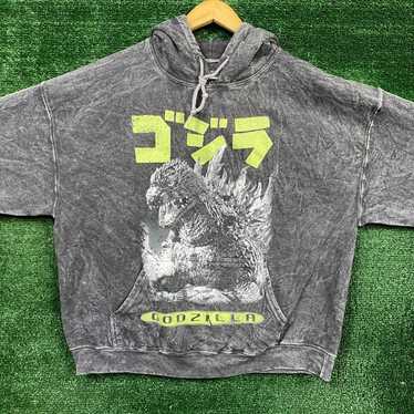 Godzilla Japanese Text Mineral Wash Hoodie Size XL - image 1