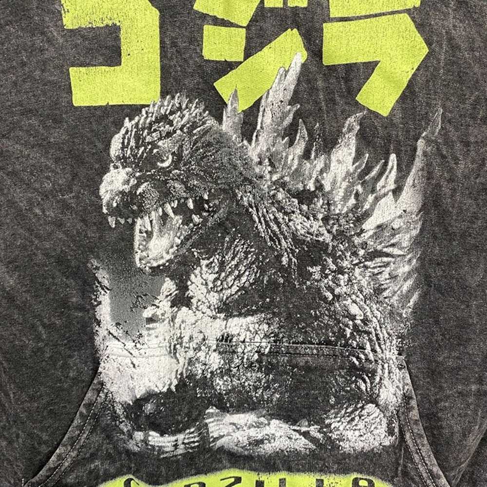 Godzilla Japanese Text Mineral Wash Hoodie Size XL - image 2